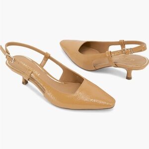 Camel Patent Slingback Kitten Heels Kenneth Cole Martha Size US 5.5 EUR 35.5 NWT
